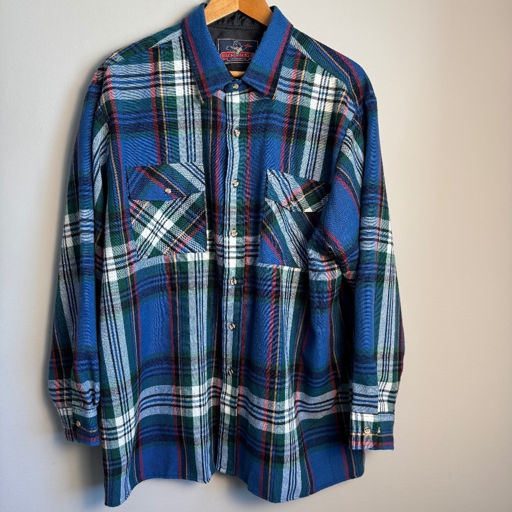Backpacker Sportswear Men's‎ VINTAGE Long Sleeve Plaid Flannel Button Shirt XXL